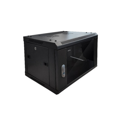 Шкаф настенный 6U Netko серия WMA (Wall Maestro) (600х600х370), разборный, передняя стеклянная дверь, черный "А"