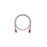 Коммутационный шнур NIKOMAX U/UTP 4 пары, Кат.6a (Класс Ea), 500МГц, 2хRJ45/8P8C, T568B, заливной, с защитой защелки, многожильный, BC (чистая медь), 24AWG (7х0,195мм), LSZH нг(А)-HFLTx, серый, 0.5м