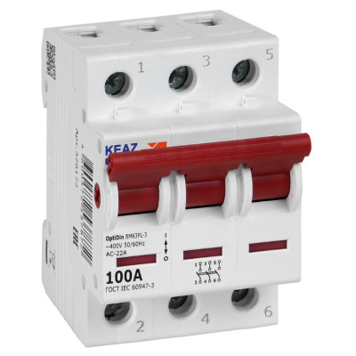 Выключатель нагрузки модульный КЭАЗ OptiDin BM63PL-3100-УХЛ3