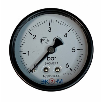 Манометр Экомера МД02-63мм 0..1,6МПа G1\4 Осевой